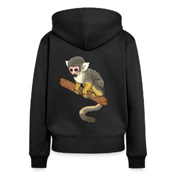 Totenkopfaffe Totenkopfäffchen Affe Primat - Frauen Premium Bio Zip Hoodie - Schwarz - Hinten - Julia (174cm)