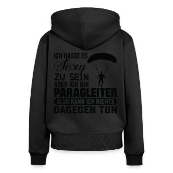 Lustiger Paragleiter Paragliding Spruch - Frauen Premium Bio Zip Hoodie - Schwarz - Hinten - Julia (174cm)