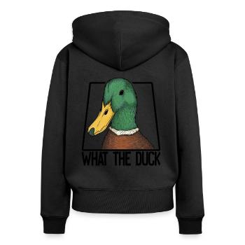 What the Duck Funny Duck WTF Pun Ducks Joke - Women's Premium Organic Zip Hoodie - black - Back - Julia (174cm)