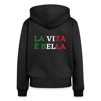 la vita e bella italien italia motto dolce leben - Frauen Premium Bio Zip Hoodie - Schwarz - Hinten - Julia (174cm)