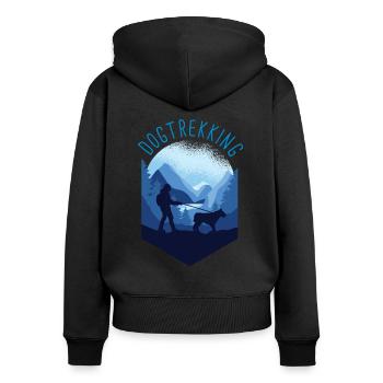 Dogtrekking Wandern mit Hund Canicross Geschenk - Frauen Premium Bio Zip Hoodie - Schwarz - Hinten - Julia (174cm)