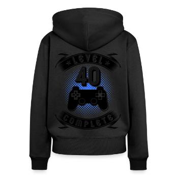Level 40 Complete 40. Geburtstag Gamer Geschenk - Frauen Premium Bio Zip Hoodie - Schwarz - Hinten - Julia (174cm)