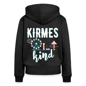 Kirmeskind Jahrmarkt Rummel Volksfest Schausteller - Frauen Premium Bio Zip Hoodie - Schwarz - Hinten - Julia (174cm)