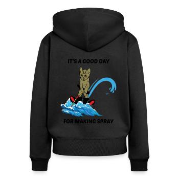Wasserski Ski Katze Haustier Liebhaber Tier Lustige Meme - Frauen Premium Bio Zip Hoodie - Schwarz - Hinten - Julia (174cm)