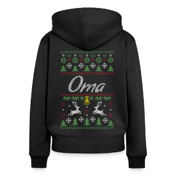 Pull de Noël laid pour grand-mère grand-mère cadeau - Sweat à capuche zippé Premium bio Femme - noir - Dos - Julia (174cm)