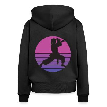 karate karate Mädchen karate Kinder Karate - Frauen Premium Bio Zip Hoodie - Schwarz - Hinten - Julia (174cm)