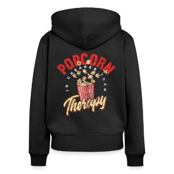Popcorn films - Women's Premium Organic Zip Hoodie - black - Back - Julia (174cm)