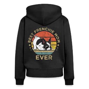 Meilleur Frenchie Mom Ever French Bulldog Dog - Sweat à capuche zippé Premium bio Femme - noir - Dos - Julia (174cm)
