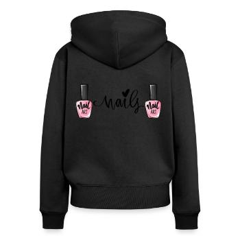 Nagellack Nageldesign Manicure Nagelstudio Nägel - Frauen Premium Bio Zip Hoodie - Schwarz - Hinten - Julia (174cm)