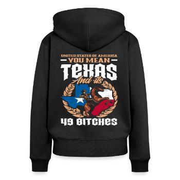Texas États-Unis d'Amérique cadeau - Sweat à capuche zippé Premium bio Femme - noir - Dos - Julia (174cm)