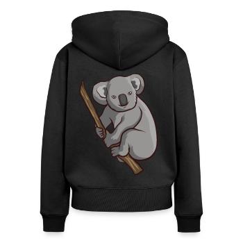 Koalabär - Frauen Premium Bio Zip Hoodie - Schwarz - Hinten - Julia (174cm)