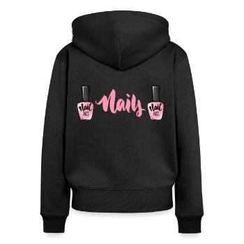Nagellack Nageldesign Manicure Nagelstudio Nägel - Frauen Premium Bio Zip Hoodie - Schwarz - Hinten - Julia (174cm)