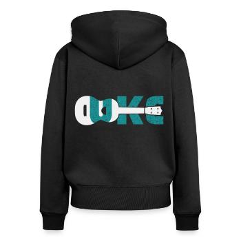Ukulele - Frauen Premium Bio Zip Hoodie - Schwarz - Hinten - Julia (174cm)