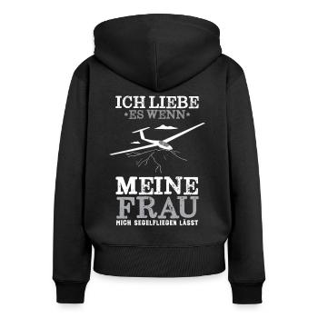 Segelflieger Segelfliegen Pilot Geschenk - Frauen Premium Bio Zip Hoodie - Schwarz - Hinten - Julia (174cm)