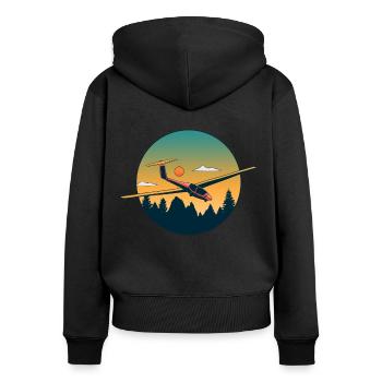 Glider glider glider glider retro vintage - Women's Premium Organic Zip Hoodie - black - Back - Julia (174cm)