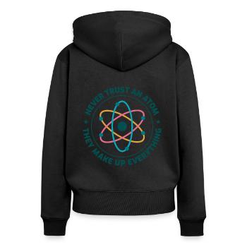 Dictons de science physique cadeau drôle - Sweat à capuche zippé Premium bio Femme - noir - Dos - Julia (174cm)