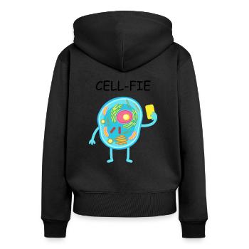 Dictons de science Drôle de blagues professeur Cell-fie cadeau - Sweat à capuche zippé Premium bio Femme - noir - Dos - Julia (174cm)