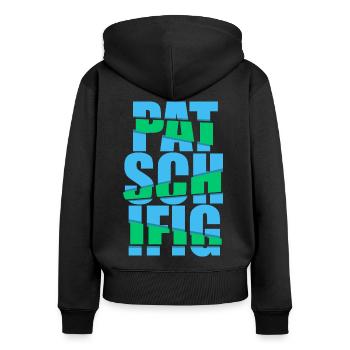 patschifig - Frauen Premium Bio Zip Hoodie - Schwarz - Hinten - Julia (174cm)