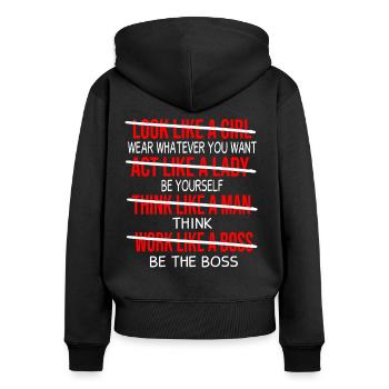 Cadeau féministe féministe féministe - Sweat à capuche zippé Premium bio Femme - noir - Dos - Julia (174cm)