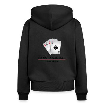 Card Games Casino Bridge Player Gambling Gift - Women's Premium Organic Zip Hoodie - black - Back - Julia (174cm)