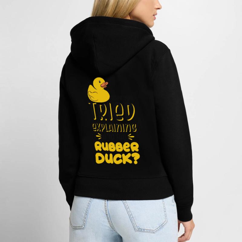 Programmeur Programmation Canard Caoutchouc Canard Sweat à capuche zippé Premium bio Femme