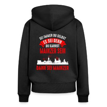 Mainz Skyline Mainzer Geschenk - Frauen Premium Bio Zip Hoodie - Schwarz - Hinten - Julia (174cm)