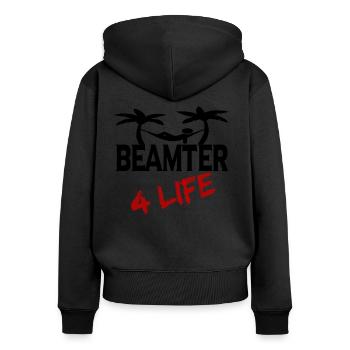 Beamter auf Lebenszeit Verbeamtung Geschenk - Frauen Premium Bio Zip Hoodie - Schwarz - Hinten - Julia (174cm)