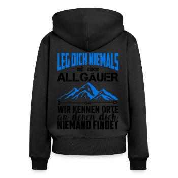 Allgäu Allgäuer Oberbayern Alpen Geschenkidee - Frauen Premium Bio Zip Hoodie - Schwarz - Hinten - Julia (174cm)