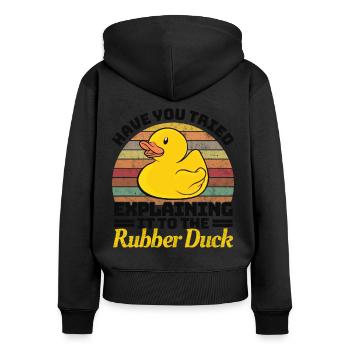 Programmer Programming Duck Rubber Duck - Women's Premium Organic Zip Hoodie - black - Back - Julia (174cm)