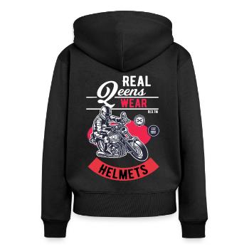 Motorcycle women ladies biker design gift - Women's Premium Organic Zip Hoodie - black - Back - Julia (174cm)