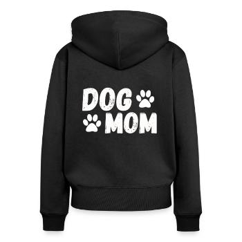 Dog Mom Hundeliebhaber Hundehalter Hund Pfote Herz - Frauen Premium Bio Zip Hoodie - Schwarz - Hinten - Julia (174cm)