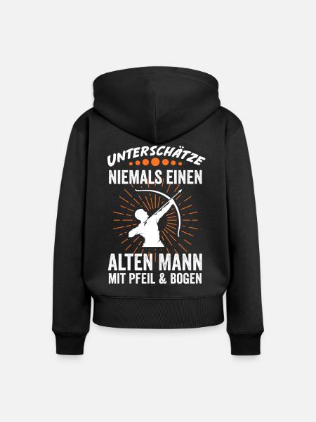Bogenschießen Bogen Pfeil Bogenschütze Geschenkide - Frauen Premium Bio Zip Hoodie - Schwarz