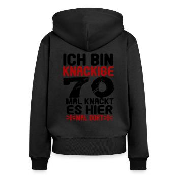 70 Geburtstag 70 Jahre alt Geschenk - Frauen Premium Bio Zip Hoodie - Schwarz - Hinten - Julia (174cm)