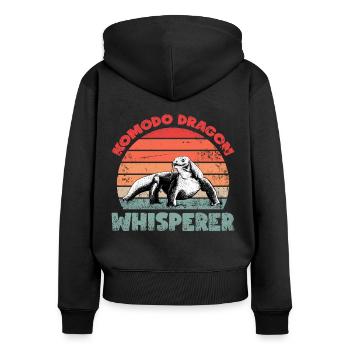 Komodowaran Flüsterer Komododrache Komodo Waran - Frauen Premium Bio Zip Hoodie - Schwarz - Hinten - Julia (174cm)