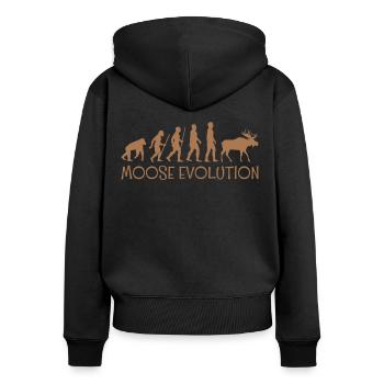 Moose Moose Elk Wild Deer Cow North Snow - Women's Premium Organic Zip Hoodie - black - Back - Julia (174cm)