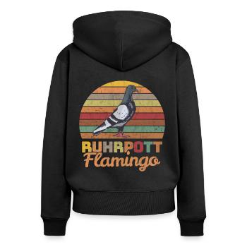 Ruhrpott Flamingo Ruhrgebiet Stadttaube Taube - Frauen Premium Bio Zip Hoodie - Schwarz - Hinten - Julia (174cm)