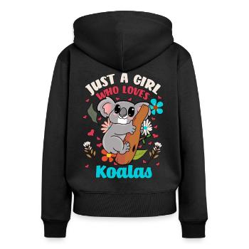 Koala girl woman eucalyptus gift marsupial - Women's Premium Organic Zip Hoodie - black - Back - Julia (174cm)