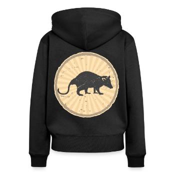 Katze Müll niedlich Tier Oppossum Ratte Waschbär - Frauen Premium Bio Zip Hoodie - Schwarz - Hinten - Julia (174cm)