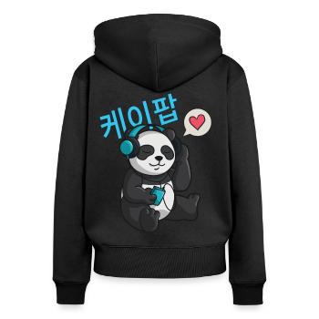 K-Pop & Chill Korean characters Korean - Women's Premium Organic Zip Hoodie - black - Back - Julia (174cm)