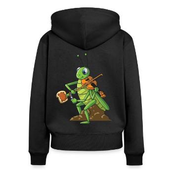 Geige Grille Geigenspieler Multitasking Brot - Frauen Premium Bio Zip Hoodie - Schwarz - Hinten - Julia (174cm)