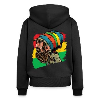 Cadeau reggae Rasta Rastaman Dreadlocks - Sweat à capuche zippé Premium bio Femme - noir - Dos - Julia (174cm)