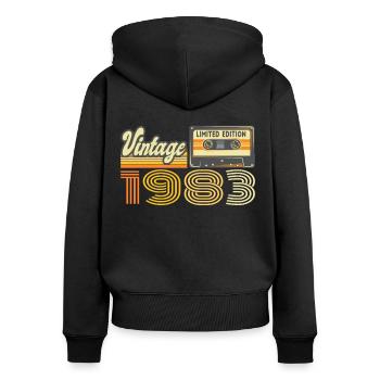Vintage 1983 Kassette Mixtape - 37. Geburtstag - Frauen Premium Bio Zip Hoodie - Schwarz - Hinten - Julia (174cm)