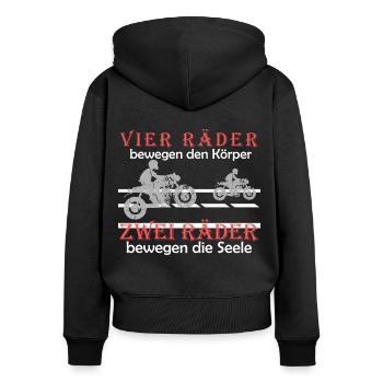 Motorrad Spruch, Motorrad fahren, Biker - Frauen Premium Bio Zip Hoodie - Schwarz - Hinten - Julia (174cm)