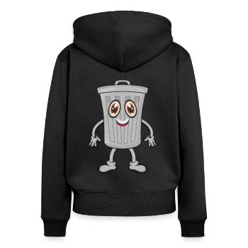 Poubelle poubelle - Sweat à capuche zippé Premium bio Femme - noir - Dos - Julia (174cm)