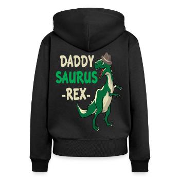 daddy saurus rex papasaurus papa dad herren vater - Frauen Premium Bio Zip Hoodie - Schwarz - Hinten - Julia (174cm)