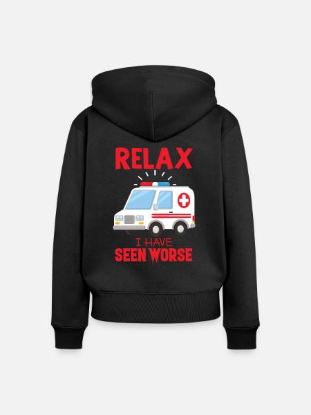 Rettungswagen Spruch Sanitäter Notfall - Frauen Premium Bio Zip Hoodie - Schwarz