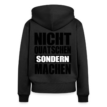 Handwerker Handwerk Geschenk - Frauen Premium Bio Zip Hoodie - Schwarz - Hinten - Julia (174cm)