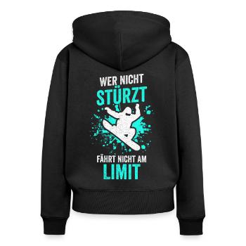 Snowboard Skiurlaub Apres Ski Snowboarder Geschenk - Frauen Premium Bio Zip Hoodie - Schwarz - Hinten - Julia (174cm)
