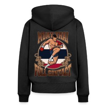 Muay Thai Full Contact MMA Arts Martiaux Cadeau - Sweat à capuche zippé Premium bio Femme - noir - Dos - Julia (174cm)