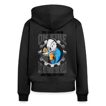 Schweißer Welder Lustig Beruf Metall Schweißen - Frauen Premium Bio Zip Hoodie - Schwarz - Hinten - Julia (174cm)